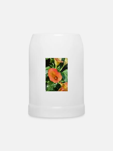Orange Calla Blütenzauber - Bierkrug - Weiß