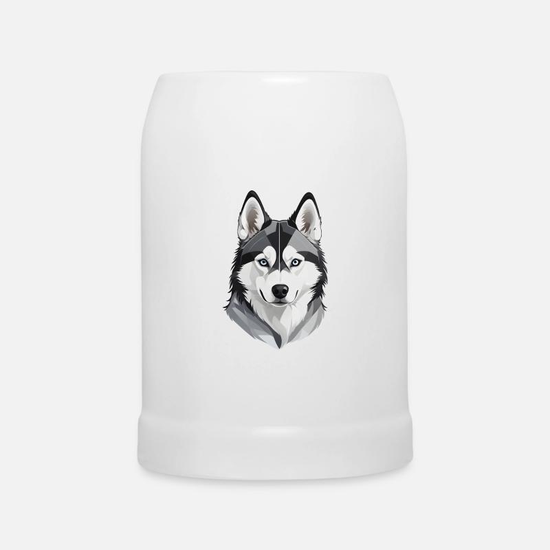 Cute Husky Head - Beer Mug - white