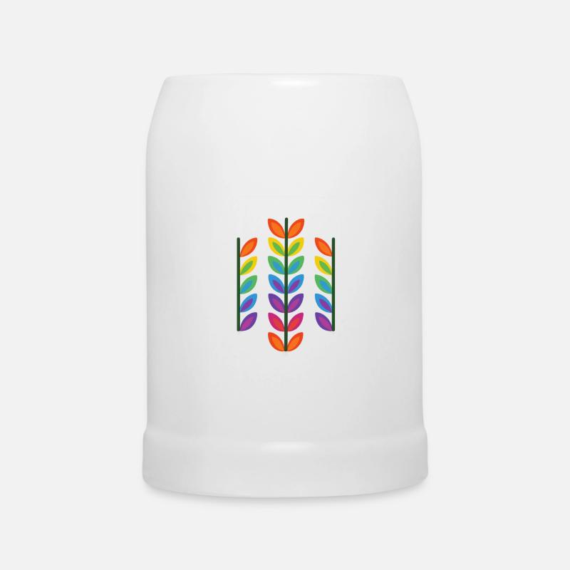 Rainbow leaf design in vibrant style - Beer Mug - white