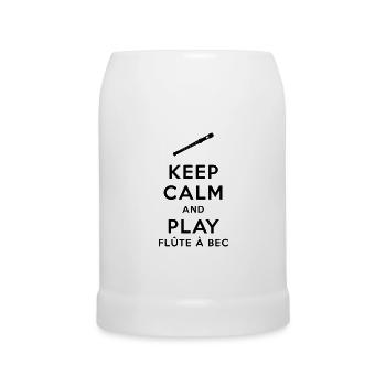 Keep calm and play flûte à bec - Chope en céramique - blanc - Devant