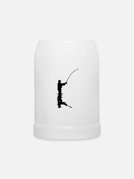 Angler - Bierkrug - Weiß