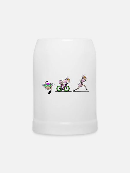 Triathletin Schaf - Bierkrug - Weiß