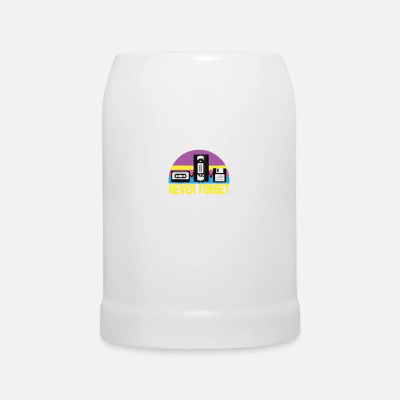 never forget vhs casette floppy disc - Beer Mug - white