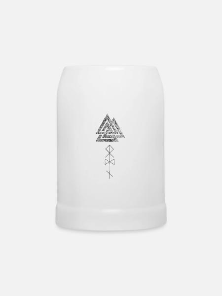 Valknut mit Odin Runen - Bierkrug - Weiß