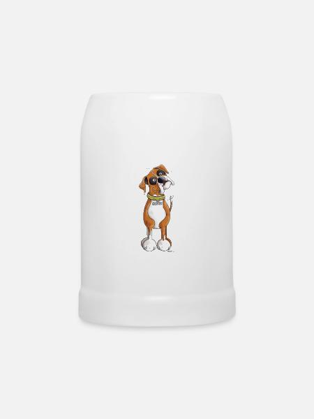 Lustiger Deutscher Boxer - Bierkrug - Weiß
