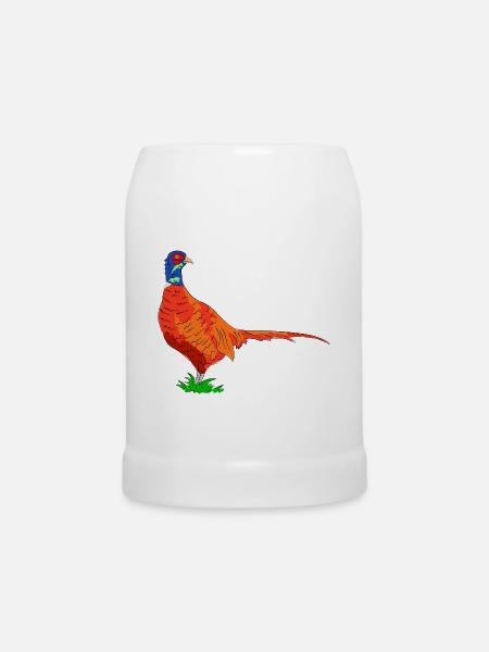 fasan vogel jäger - Bierkrug - Weiß