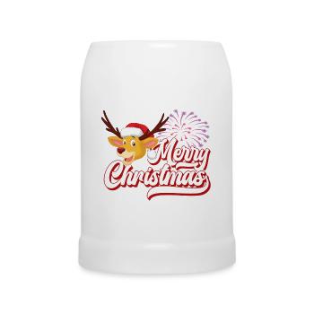Festlicher Weihnachtsrentier Schriftzug - Bierkrug - Weiß - Vorne