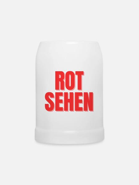 Rote Typografie Blickfang - Bierkrug - Weiß