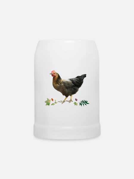 Huhn - Bierkrug - Weiß