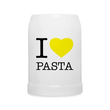 I LOVE PASTA Makkaroni Nudeln - Bierkrug - Weiß - Vorne