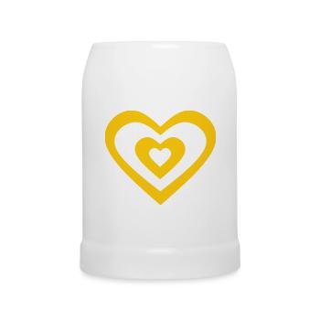 Valentine's Day Heart Yellow - Beer Mug - white - Front