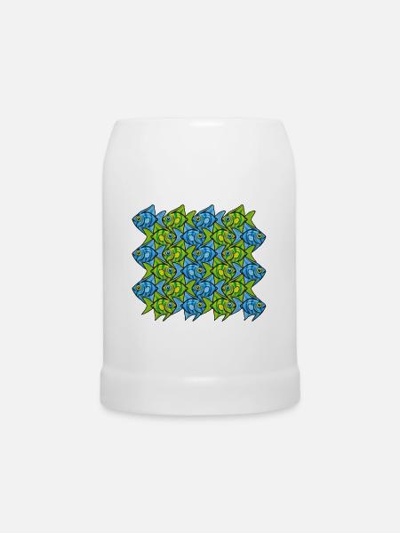 Kaiserfisch-Tessellation II - Bierkrug - Weiß