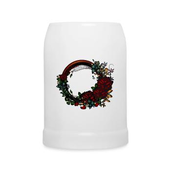 dunkler Rahmen Rosengarten in Jugendstil Optik - Bierkrug - Weiß - Vorne