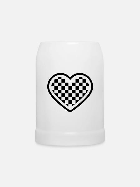 checkerboard heart - Bierkrug - Weiß