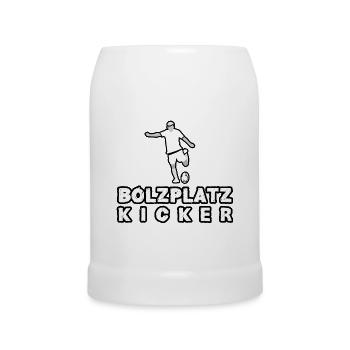 Bolzplatz Kicker Fußball, weiß - Bierkrug - Weiß - Vorne