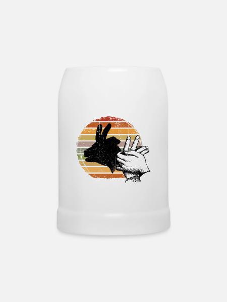 Retro Sunset Peace-Zeichen-Silhouette - Bierkrug - Weiß