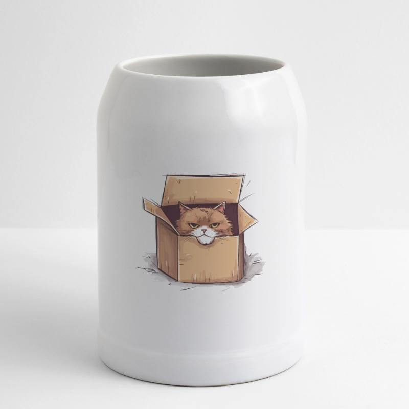 Cat grumpy grumpy grumpy sits in the box Beer Mug