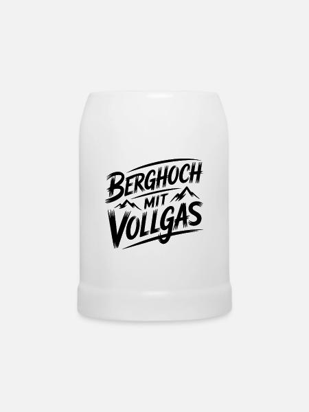 Berghoch mit Vollgas - Bierkrug - Weiß