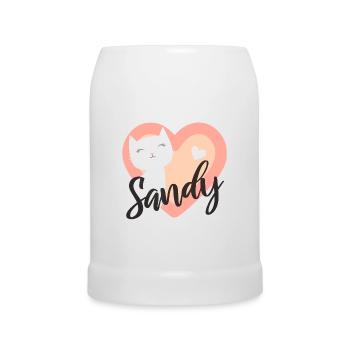 Sandy Surname First Name Kitten - Beer Mug - white - Front