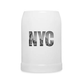 NEW YORK Design T-Shirt NYC Stylish Trend - Beer Mug - white - Front