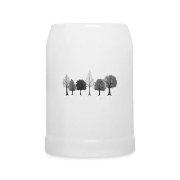 Wald Bäume schwarzweiss - Bierkrug - Weiß - Vorne