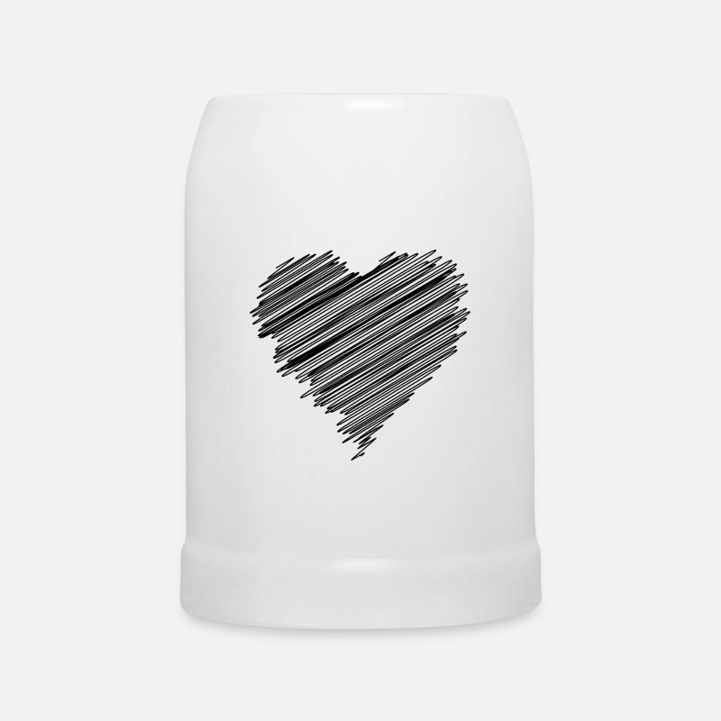 blkScribbleHeart - Beer Mug - white