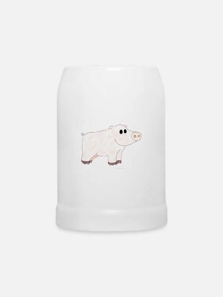 Schwein / Pig - Bierkrug - Weiß