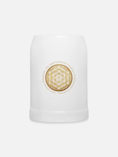 Lebensblume Geometrisches Harmonie-Muster - Bierkrug - Weiß