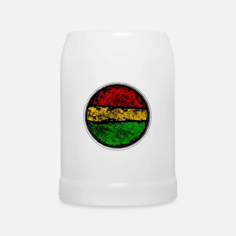 Abstract Retro Reggae Flag Design - Beer Mug - white