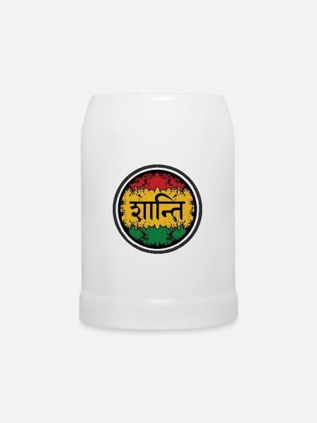Indischer Friedensschriftzug Reggae - Bierkrug - Weiß