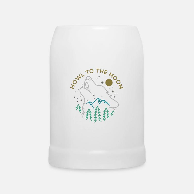 Camping mit Wolf im Wald Natur Geschenk - Bierkrug - Weiß