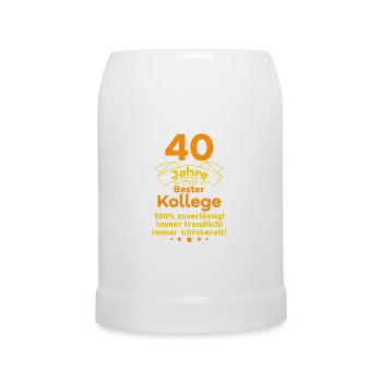 40 Jahre bester Kollege Dienstjubiläum Geschenk - Bierkrug - Weiß - Vorne