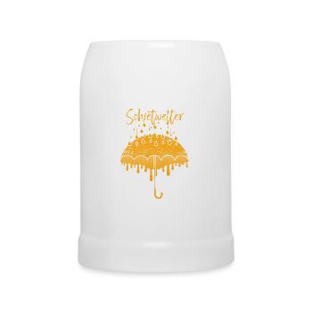 Schietwetter Regen Regenwetter Norddeutsch Platt - Bierkrug - Weiß - Vorne