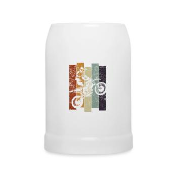 Vintage Motorcross Dirtbike Enduro Motorcyclist - Beer Mug - white - Front