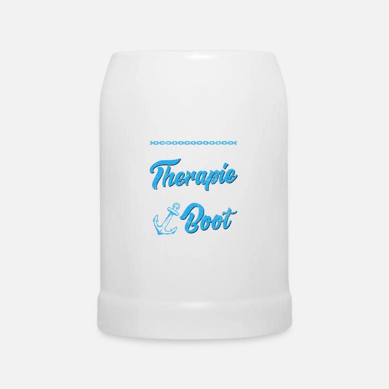 Bootsfahrer Spruch keine Therapie nur Boot - Bierkrug - Weiß