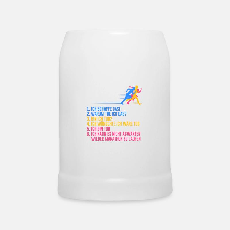 6 Stufen eines Marathons Läufer Geschenk Running - Bierkrug - Weiß