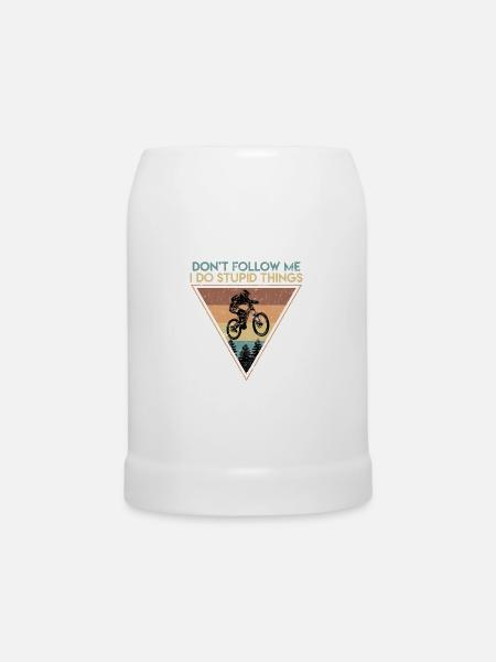 MTB Mountainbike Geschenk Vintage Biker Downhill - Bierkrug - Weiß