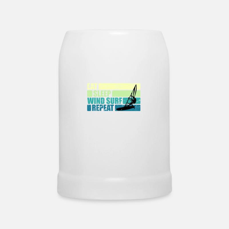 Vintage Windsurfer Geschenk Eat Sleep Windsurf - Bierkrug - Weiß