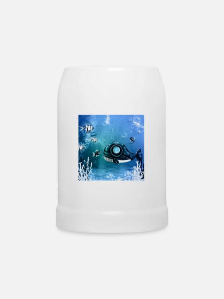 Unterwasserwelt mit Fantasiefischen. - Bierkrug - Weiß
