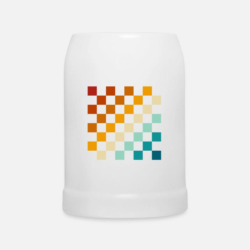 Retro chessboard - Beer Mug - white