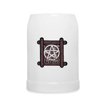 Occult Spiritual Satan Ritual Devil Pentagram - Beer Mug - white - Front