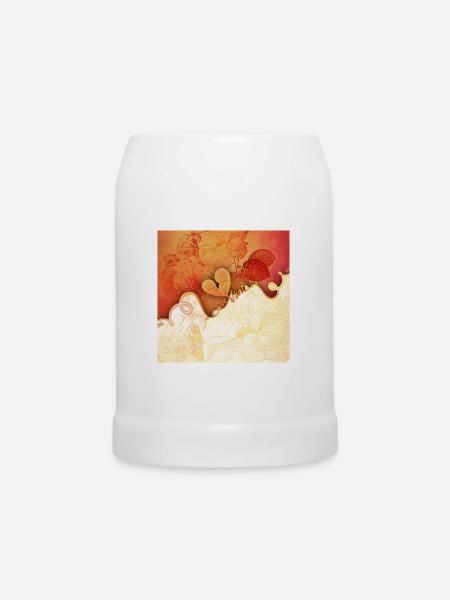 Wunderbare Blumen mit Herz. - Bierkrug - Weiß