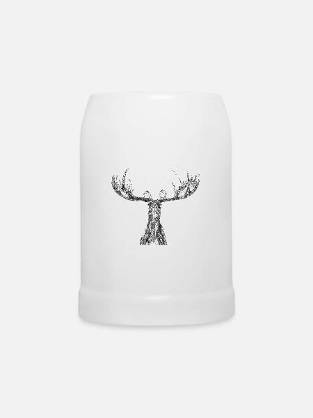 Skulptur Elch Kopf Schweden - Bierkrug - Weiß