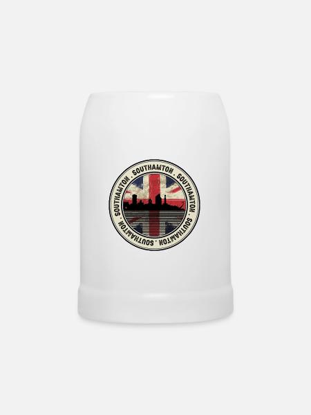 Southampton Skyline Union Jack Siegel - Bierkrug - Weiß