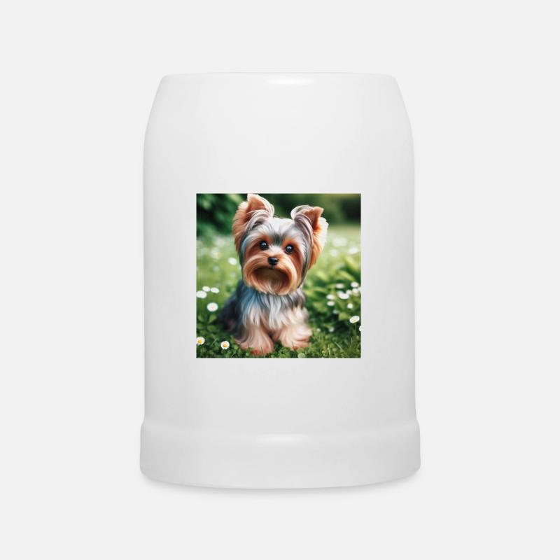 Yorkshire Terrier - Bierkrug - Weiß