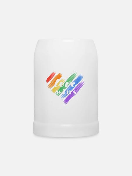 Liebe gewinnt – Regenbogenfarben - Bierkrug - Weiß