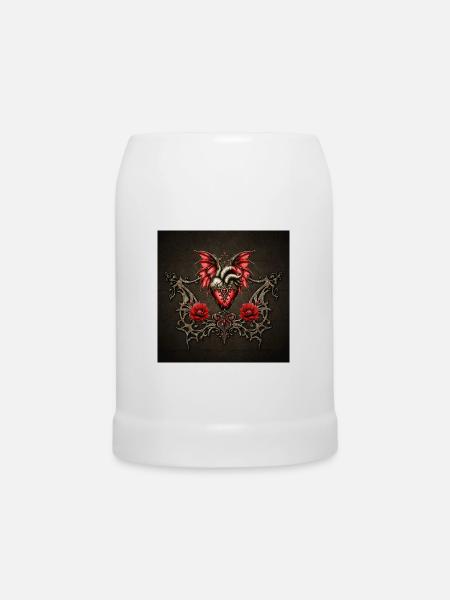 Majestätisches Herz, Gothic-Romantik - Bierkrug - Weiß