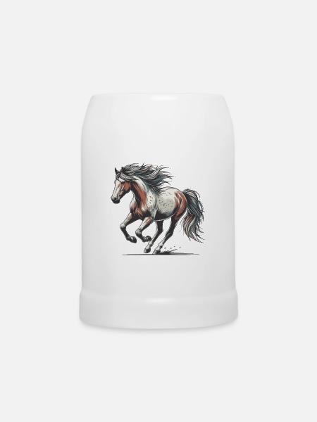 Pferd - Bierkrug - Weiß