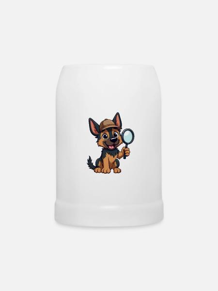 Deutscher Schäferhund Offizier - Bierkrug - Weiß