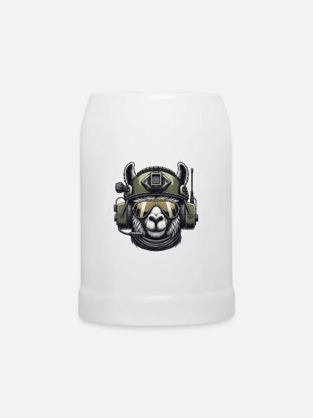 Lama Militär Design - Bierkrug - Weiß